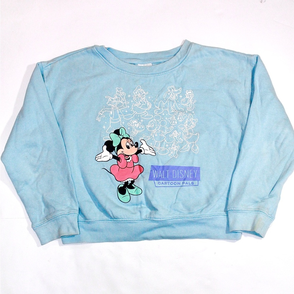 Disney Minnie Mouse Pastel Blue Sweatshirt with Pink & Mint Graphic